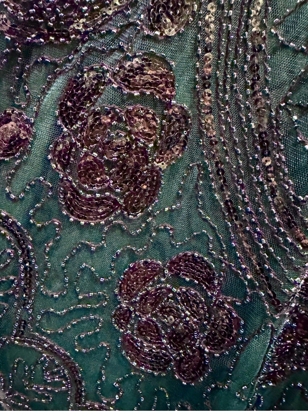 Women’s Green Beaded Sequin Fringe Sleeveless Vintage Inspired Dress Size L NWOT - Picture 9 of 13
